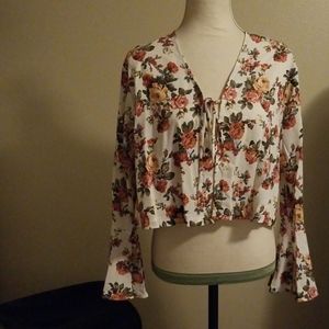 Rustic Floral Crop Top with Bell Sleeve